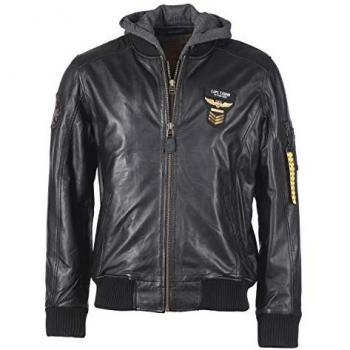 TOP GUN Herren Lederjacke TGJ1004 Schwarz XXL