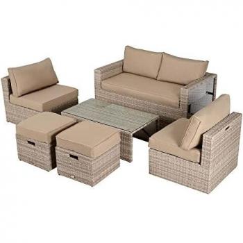 Outsunny Salotto da Giardino Set da 6 Pezzi in Rattan (PE) a Doppio Filamento