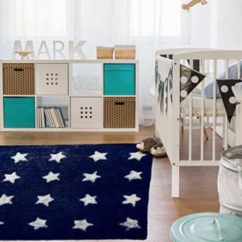 Tapis Enfant 140 cm Étoile Bleu Fait Main