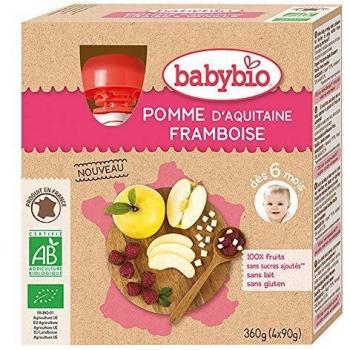 BabyBio Pomme Pomme Framboise Bio 4x90 gr