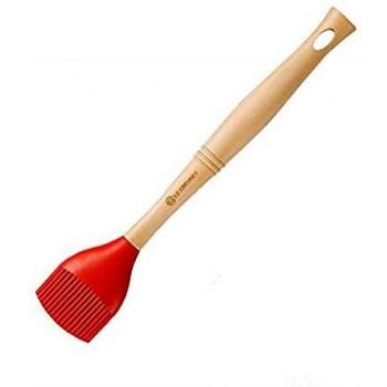 Cerise Color Le Creuset Silicone Brush with Wooden Handle and Swap‑Out Head