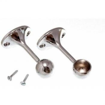 Sleek Finish Towel Rod Rail Socket End Support Bracket 19mm CP with Screws (Pack of 20)