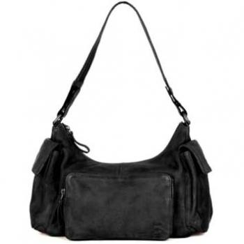 Spikes & Sparrow Chic‑Stil Henkeltasche – tiefschwarz
