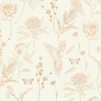 Floral Birdscape Hot‑Embossed Wallpaper – Slightly Textured, 5.33 m²