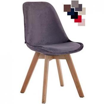 Esszimmerstuhl Borneo V2 – Samt in Natura, dunkelgrau, elegante Polsterung