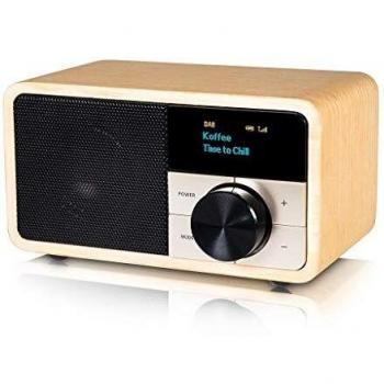 Kathrein DAB+1mini Holz hell, DAB+/UKW-Radio mit OLED-Display für stationären und mobilen Einsatz inkl. Bluetooth