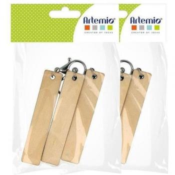 Coffret de 15 porte‑clés bois rectangles – 10×2×0,5 cm