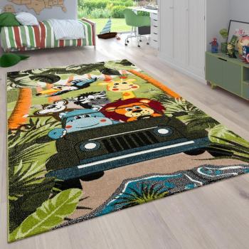 Cameretta Tropicale Verde: Tappeto a Pelo Corto 140x200