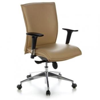 MURANO 10 Profi-Chefsessel – Beige Leder, verstellbarer Sitz und Armlehnen, hjh OFFICE
