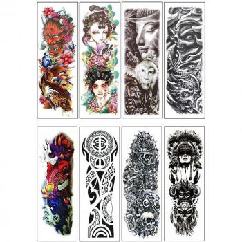 Tatouage autocollant bras entier 4 motifs Pékin Opéra