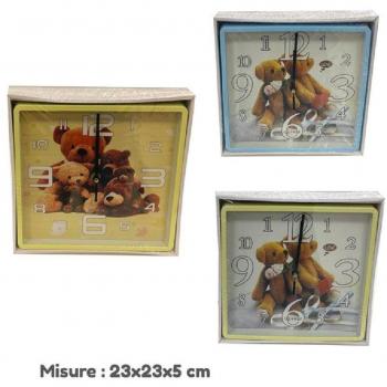 Reloj de Pared para Niños Cuadrado con Osos