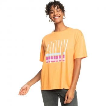 Tee Féminin Roxy Orange XS – Coton Écologique, Manches Courtes