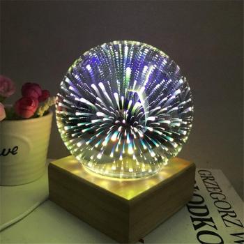 Base Madera Sólida Luz Festiva 3D