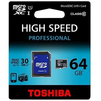 Micro SD Toshiba 64 GB con adaptador Clase 10 UHS-I