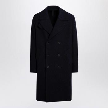 Harris Wharf London Men's Navy Blue Double-Breasted Wool Coat