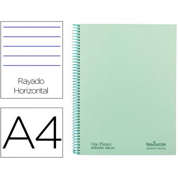 Caderno A4 Espiral Navigator Micro Capa Dura 80 Folhas 80g Pautado Margem Menta