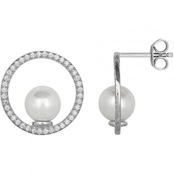Silber-Pearl-Ohrstecker XENOX – XS5345, Frauenmode, 925 Sterling, weißes Zirkonium
