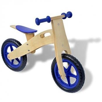 Bicicletta Senza Pedali Bici da Equilibrio per Bambini 3+ Anni Blu Legno
