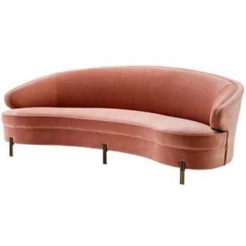 Casa Padrino Gebogenes Sofa Rosa/Messingfarben 230 x 103 x H. 78 cm