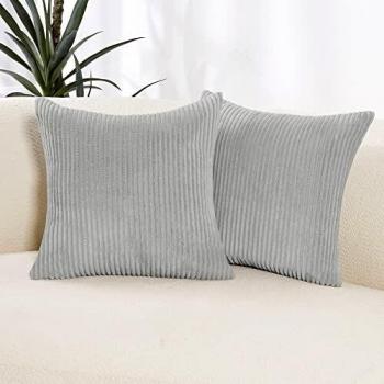 Striped Sofa Pillow Covers – Large Square, 60cm x 60cm, 2 Pack, Invisible Zip