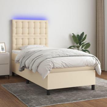 VidaXL Boxspringbett mit Matratze & LED 90x200 cm Stoff
