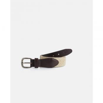 Cinturón de piel ikat beige de Silbon para hombre