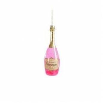 Decorazione a Forma di Bottiglia di Champagne Rosa 14x4,5cm