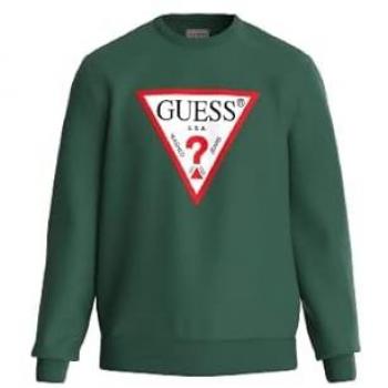 Sweatshirt Vert Homme Guess Logo Triangulaire
