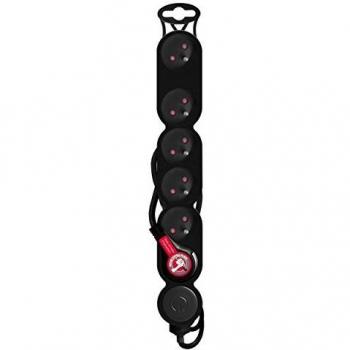 Bloc Home 6 prises 16A + inter Noir 1,5m