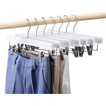 Space-Saving Wooden Trouser Hangers with Swivel Hook