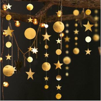 Gold Silver Eid Decoration Paper Garland 4M