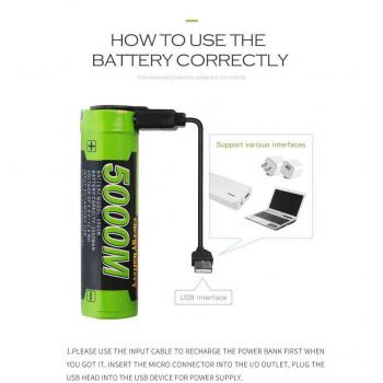 USB Rechargeable 18650 Power Bank 3500mAh with Micro USB