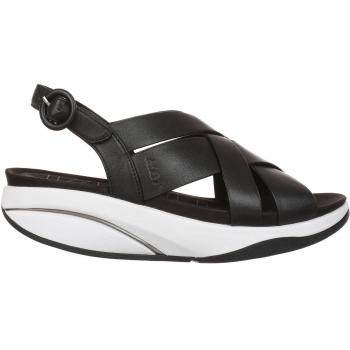 MBT Mugi Women's Black Nappa Leather Slingback Sandals with Curved Sole