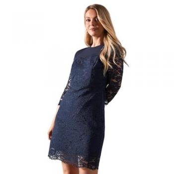 Navy Lace Mesh Pencil Dress for Women