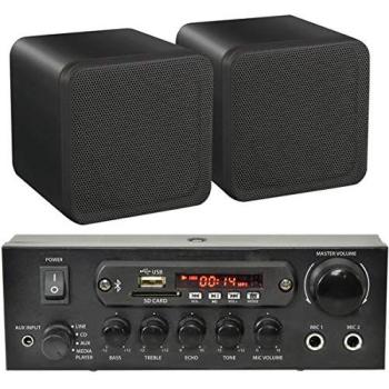 Loft 110W Bluetooth Sound System – 2×80W Black Shelf Speakers in Compact Package