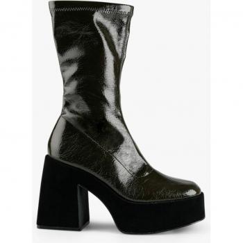 Botas MIM LIS KAKI con Plataforma y Tacón Cuadrado