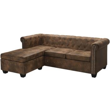 Wooden Frame Brown Sofa from Vida XL, Faux Leather Finish