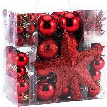 Lot de 77 Boules de Noël Rouge pour Sapin