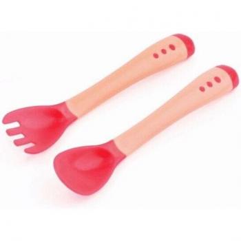 Cucharilla y Plato Estacionables con Medidor de Temperatura para Bebé