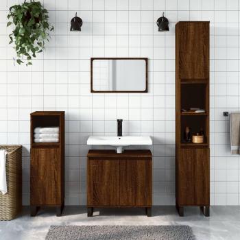 Waschtisch Badschrank Eichen-Optik 30x30x190 cm Spanplatte