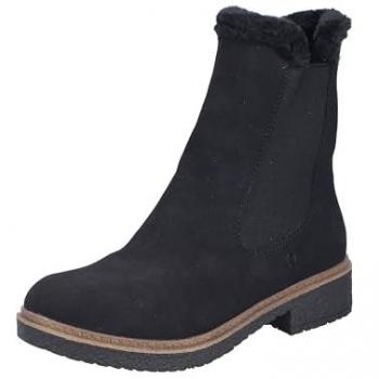 Rieker Z5076-00 Damenwinterstiefel – Blockabsatz, Schwarz, Nubuklederimitat