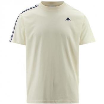 Kappa T-Shirt Uomo Pueblogt 222 Maniche Corte Graphiktape White Milk / Grey M