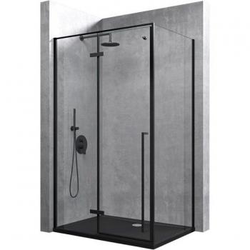 Douche Cabine Transparent Noire 75×100×195 cm – Accès Pivotant, Paroi en Verre, Réceptionnaire Blanc