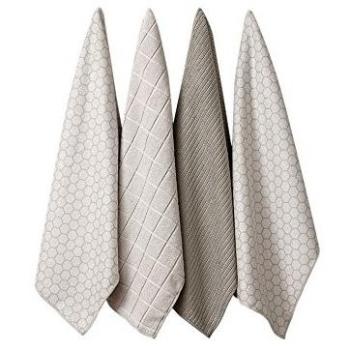 Honeycomb Microfiber Tea Towels, 4‑Pack, Taupe