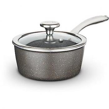 Cerastone Pro 20cm Non-Stick Forged Aluminium Saucepan with Tempered Glass Lid