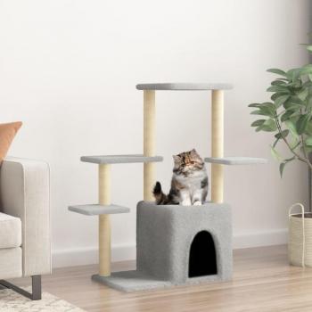 Kratzbaum für Katzen mit Sisal-Tiragraffi Hellgrau 97,5 cm