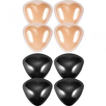 Soutien-gorge push up breast enhancer avec 4 paires d’insertion de coussinets auto-adhésifs noirs et beige