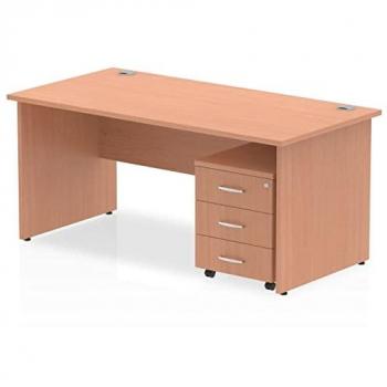 Impulse Bench 1600 x 800mm Straight Office Desk Beech Top Panel End Leg