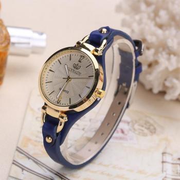 Reloj de Cuarzo Redondo con Remache PU y Correa de Cuero