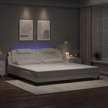 Cadre de lit lumineux blanc 200x200 cm